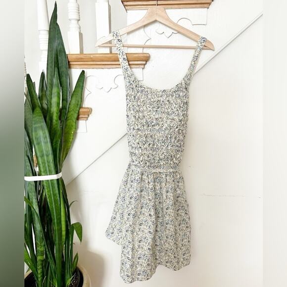 Free People White Combo Cotton Blend Smocked Bust Petunia Mini Dress Size M - Picture 2 of 7